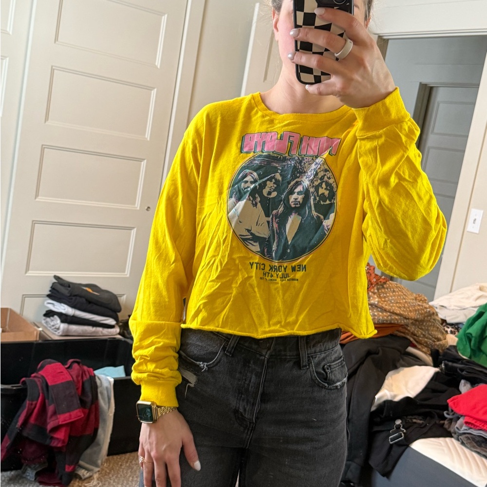 Yellow Graphic Long Sleeve Top